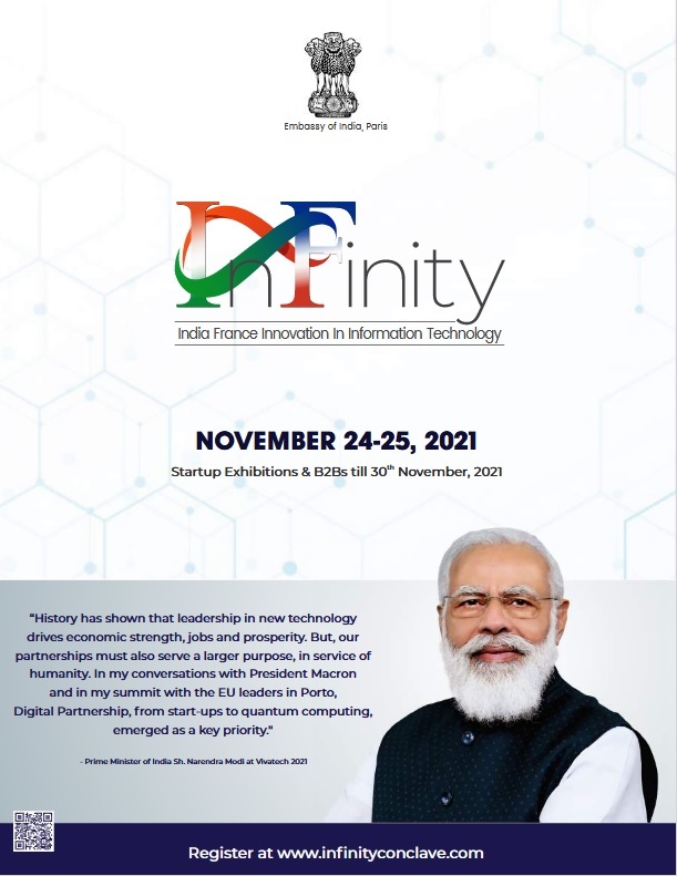 India-France Digital Partnership Summit, InFinity (India-France Innovation in Information Technology), on 24-25 November 2021 on virtual platform
